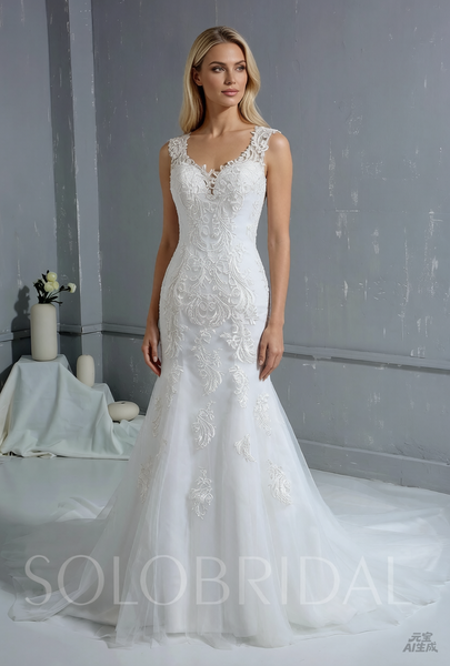 Lace Sheath Column Wedding Dress with Straps