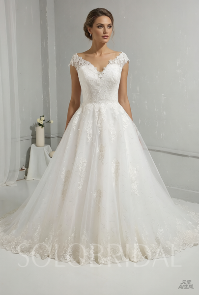 Ivory Ball Gown Wedding Dress with Cotton Lace