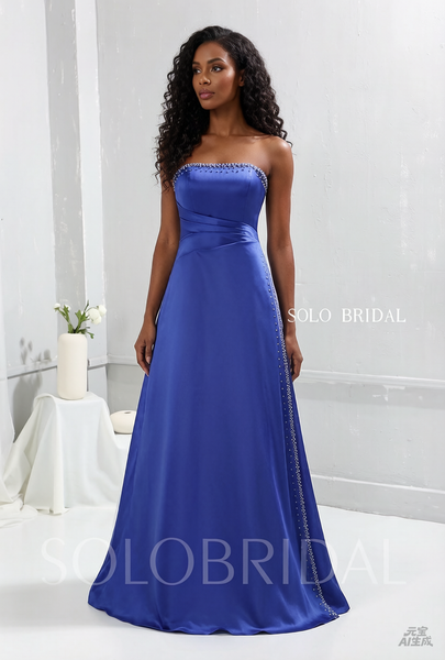 Royal Blue Bridesmaid dress with Satin Sewn Pearls