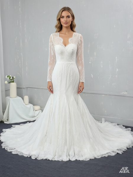 Ivory Mermaid Light Lace Wedding Dress