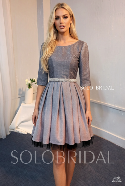 Grey Shiny Mother of the Bride Dress