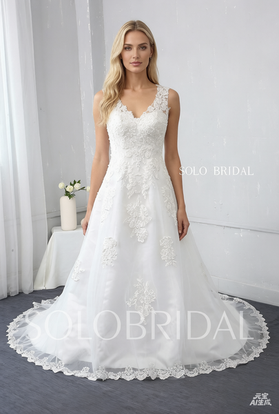 Ivory A Line Fitted Hip Design Heart Lace Back Wedding Dress