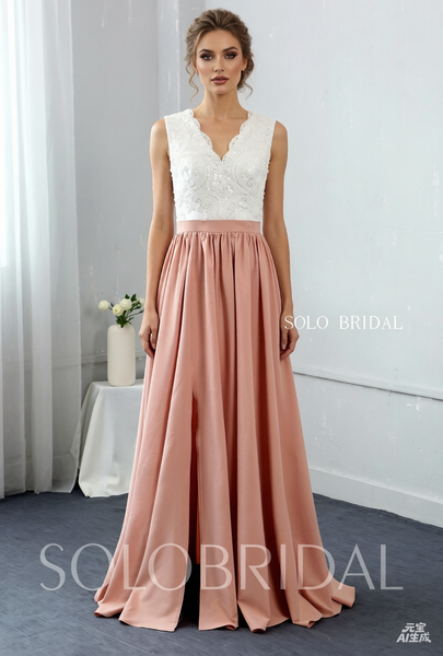 Sequin Lace V Neck Bridesmaid Dress