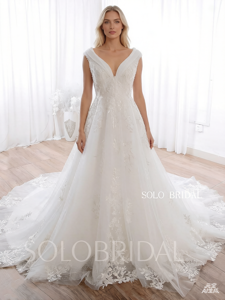 DPP_0001 Ivory Sparkle Lace A Line High Corset Back Wedding Gown