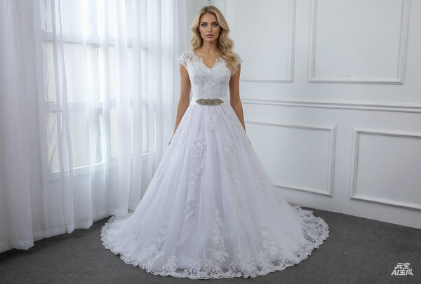 A Line Wedding Dress with a Sweetheart Neckline