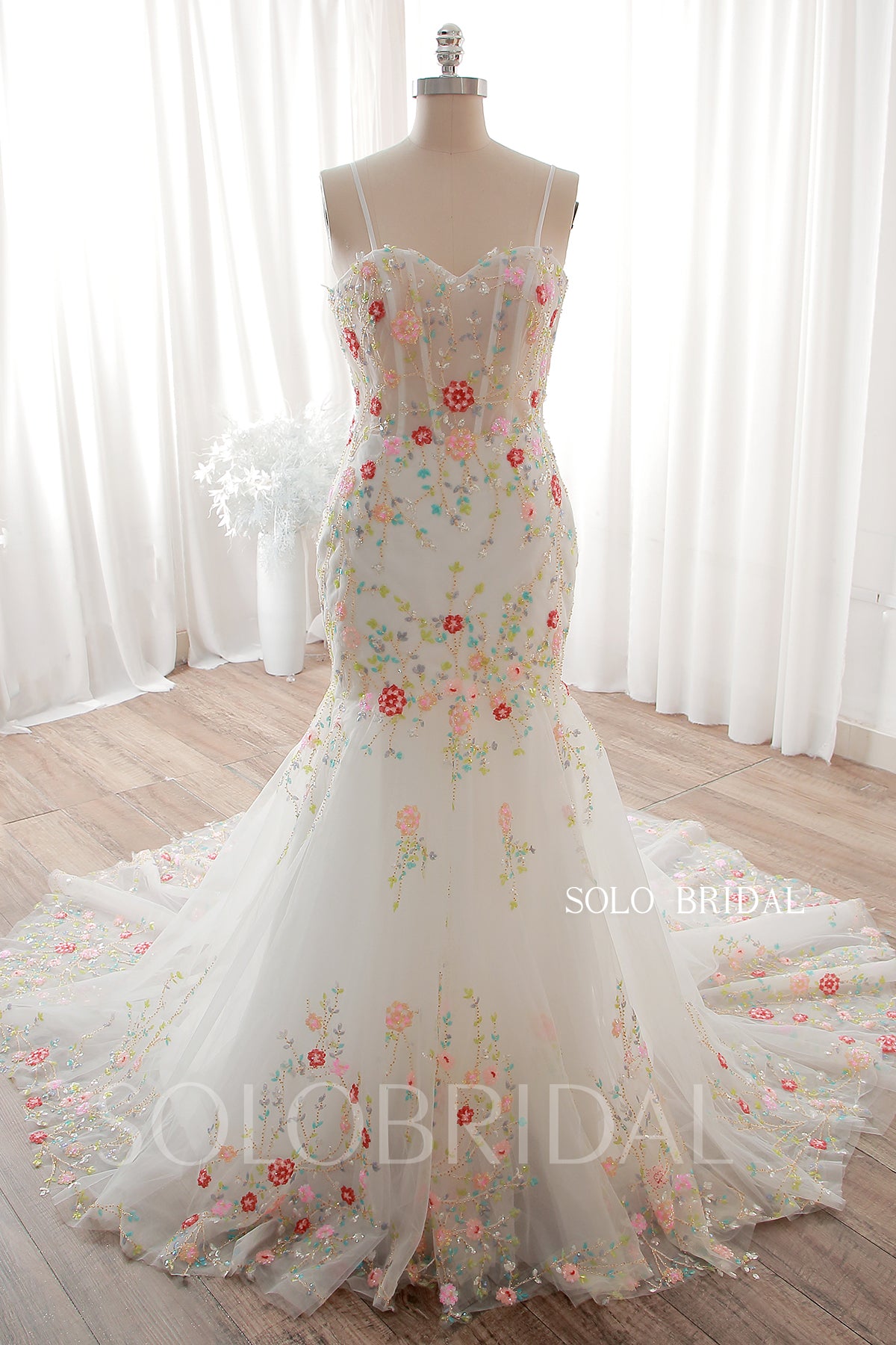 Elegant 2024 Ivory Mermaid Floral wedding Dress