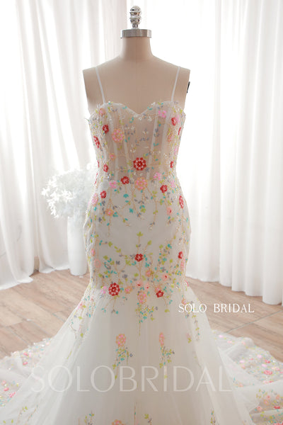Elegant 2024 Ivory Mermaid Floral wedding Dress