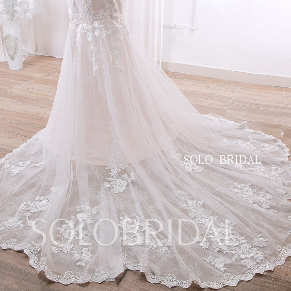 20240415D Champagne Fit and Flare Short Sleeve Sweetheart Wedding Dress