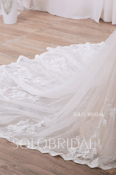 20240415D Champagne Fit and Flare Short Sleeve Sweetheart Wedding Dress