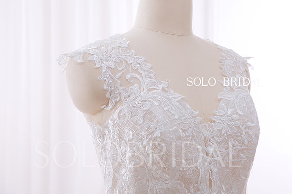 20240428A  Pink Sweetheart V Neck Lace Up A Line Wedding Gown