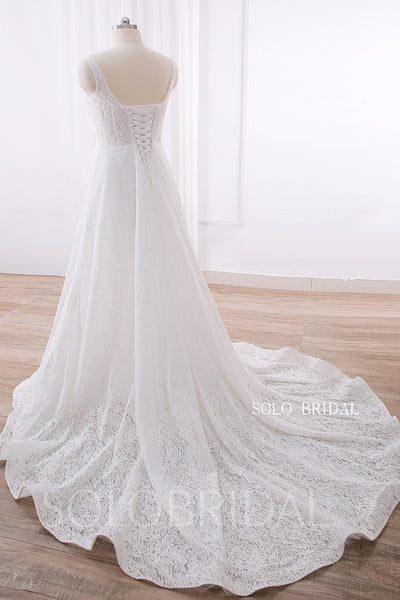 20240428B Ivory Square Neck A Line Elegant Lace Wedding Gown