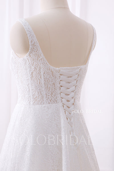 20240428B Ivory Square Neck A Line Elegant Lace Wedding Gown