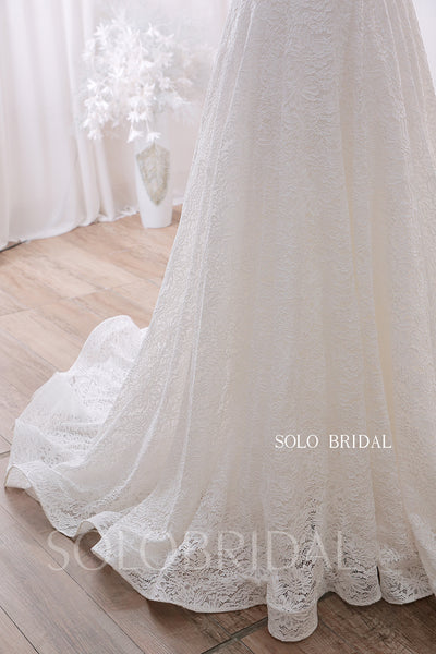 20240428B Ivory Square Neck A Line Elegant Lace Wedding Gown