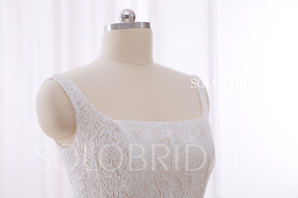 20240428B Ivory Square Neck A Line Elegant Lace Wedding Gown