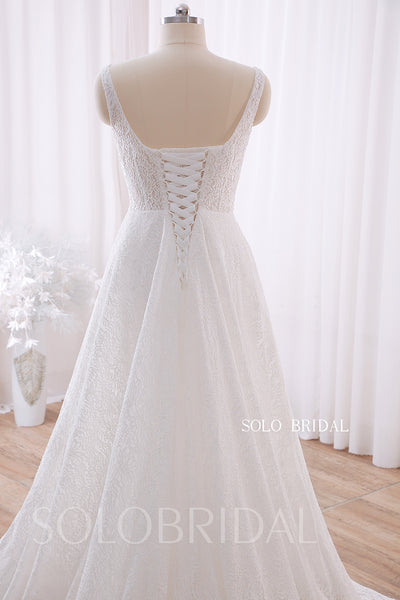 20240428B Ivory Square Neck A Line Elegant Lace Wedding Gown