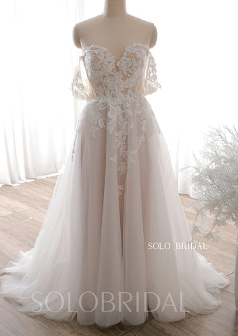20240612D Blush Off Shoulder Sweetheart A Line Wedding Dress