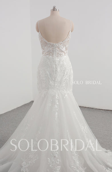 Ivory Spaghetti strap opening bustline mermaid wedding dress 20241207B