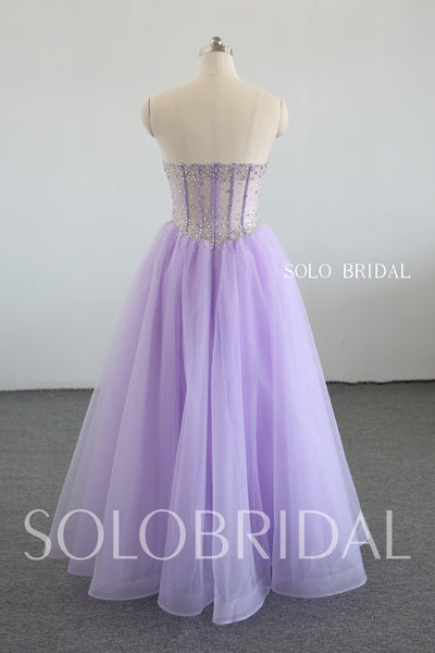Purple A line girl evening dress with bow 20250318A