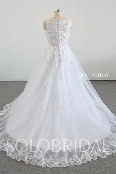 White V neck A line heaving beading wedding dress 20250318C