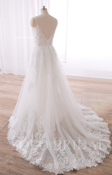 2024 New A Line Spaghetti Straps A Line Flowy Wedding Dress 240402D