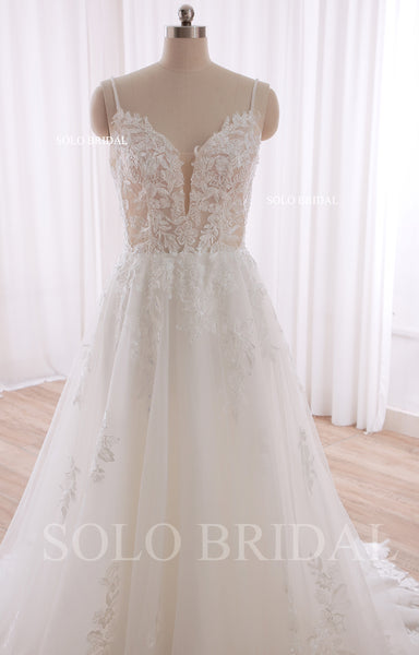 2024 New A Line Spaghetti Straps A Line Flowy Wedding Dress 240402D