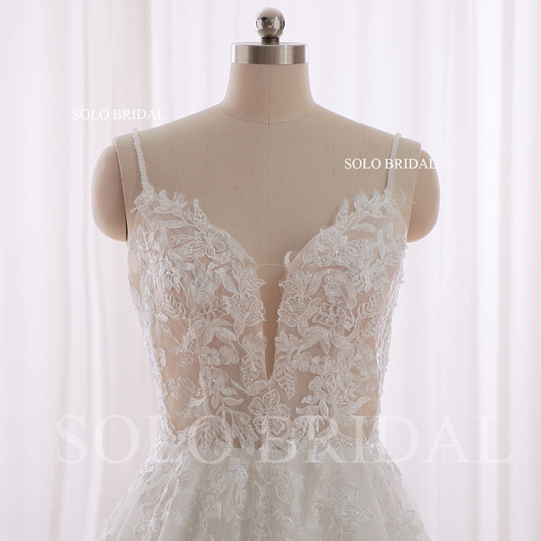 2024 New A Line Spaghetti Straps A Line Flowy Wedding Dress 240402D