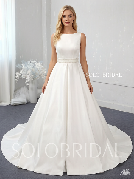 Ivory A line bridal satin wedding dress