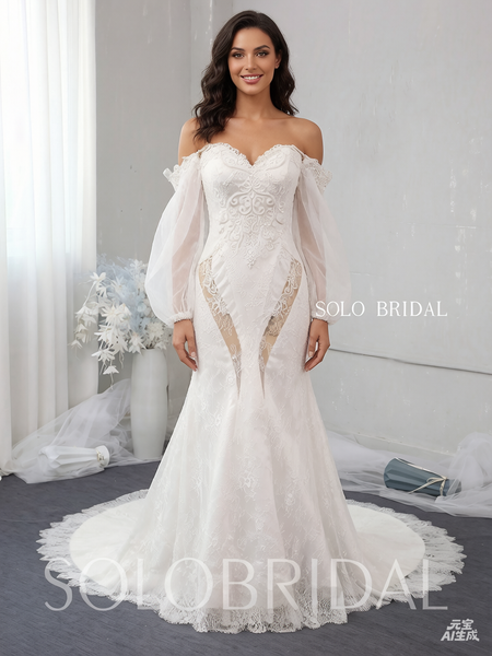 Ivory sweetheart fit and flare wedding dress