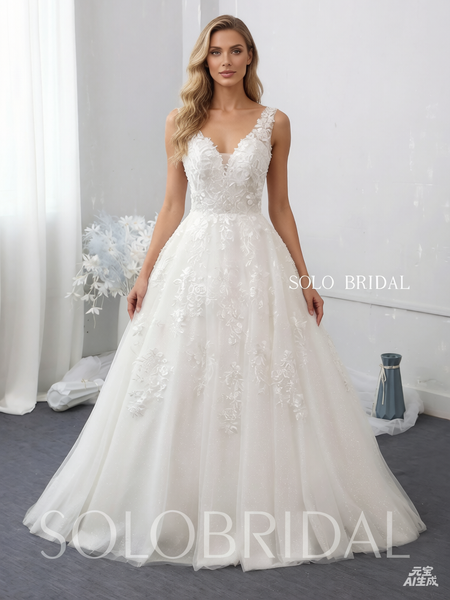 Ivory A line floor wedding dress
