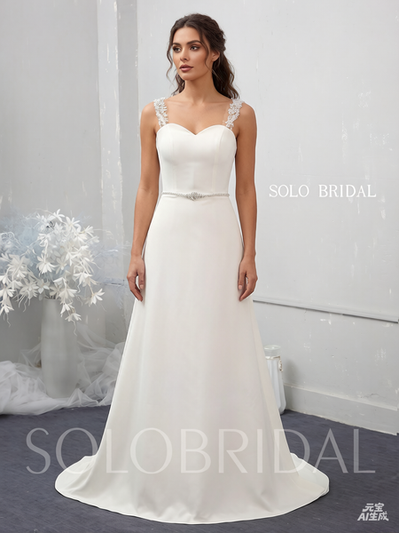 Ivory small A line crepe wedding dress