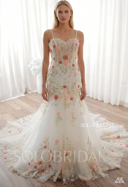 Elegant 2024 Ivory Mermaid Floral wedding Dress