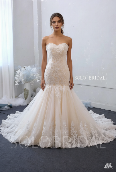 Mermaid Sweetheart Wedding Dress with Chapel Train