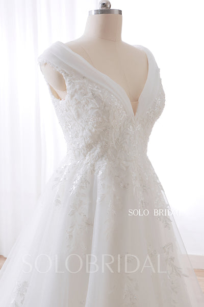 DPP_0001 Ivory Sparkle Lace A Line High Corset Back Wedding Gown