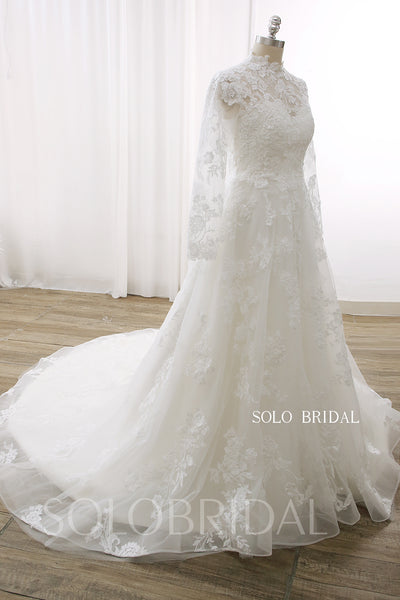 Ivory A line Muslim Long Sleeve Covered Lace Wedding Dress DPP_0001