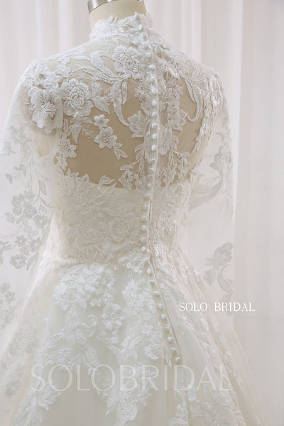 Ivory A line Muslim Long Sleeve Covered Lace Wedding Dress DPP_0001