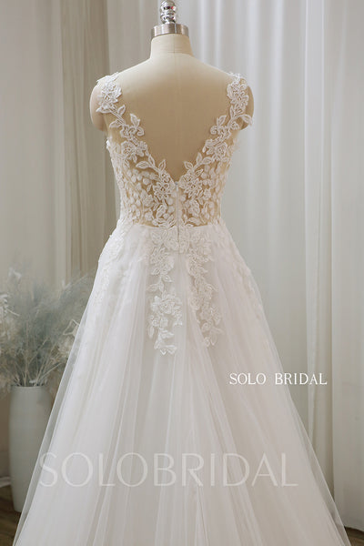 Ivory Seen through Top with light Tulle Skirt A Line Wedding Dress DPP_0001