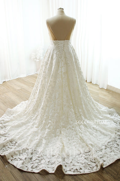 Ivory A line V neck Plus size Wedding Dress DPP_0018
