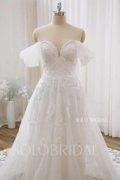 Ivory Strapless Off Shoulder A Line Wedding Dress DPP_0026