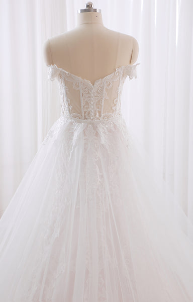 DPP_0018 Blush Pink Off Shoulder A Line Removable Skirt Wedding Dress