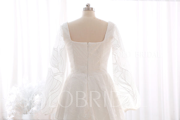 DPP_0055 Ivory Long Sleeve Square Neck A Line Wedding Dress