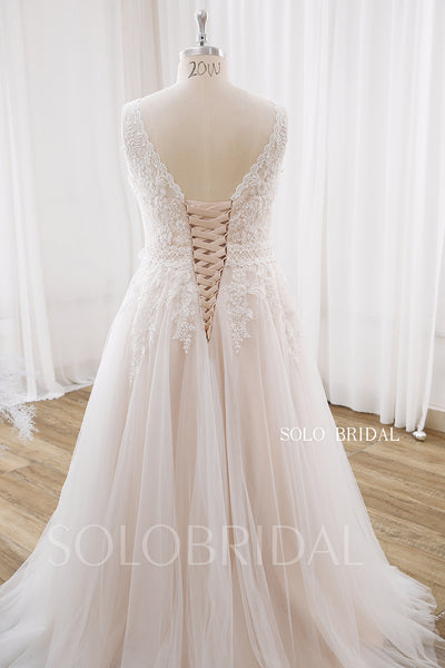 Blush Plus Size Lace Top Tulle Skirt A Line Wedding Dress DPP_0060
