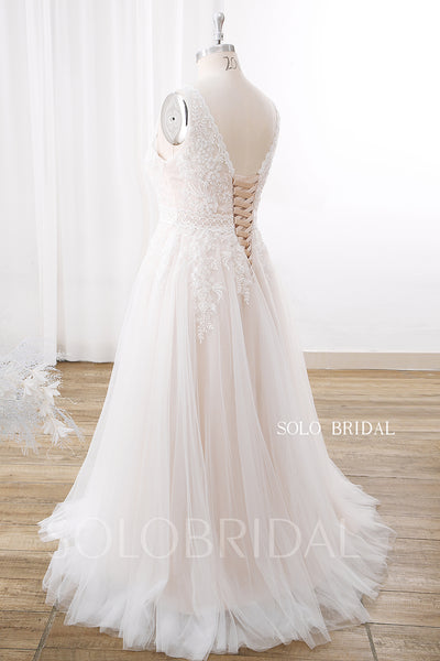 Blush Plus Size Lace Top Tulle Skirt A Line Wedding Dress DPP_0060