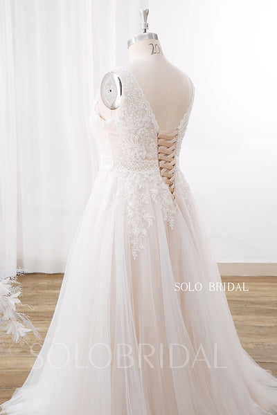 Blush Plus Size Lace Top Tulle Skirt A Line Wedding Dress DPP_0060