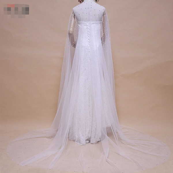 Long Pearl  Wedding Wrap Wedding Cape Wedding Shawl