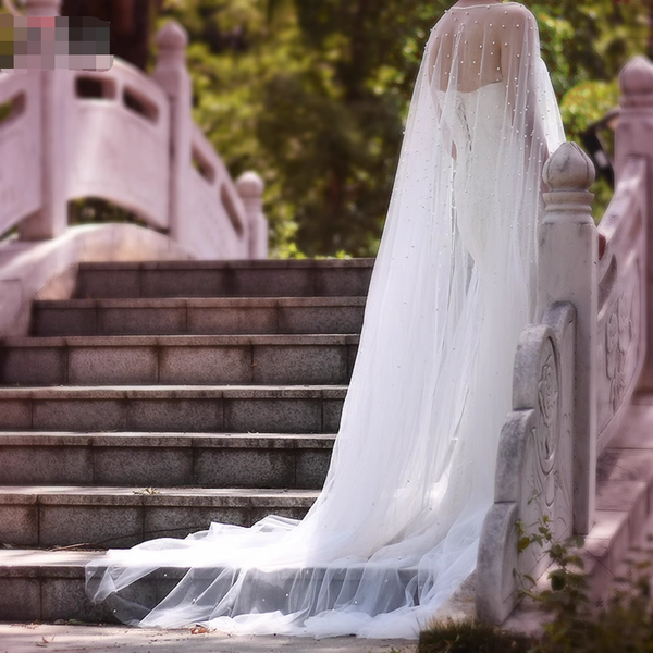 Long Pearl  Wedding Wrap Wedding Cape Wedding Shawl