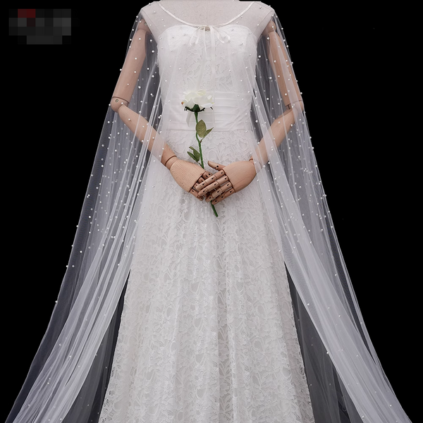 Long Pearl  Wedding Wrap Wedding Cape Wedding Shawl