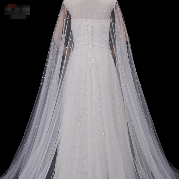 Long Pearl  Wedding Wrap Wedding Cape Wedding Shawl