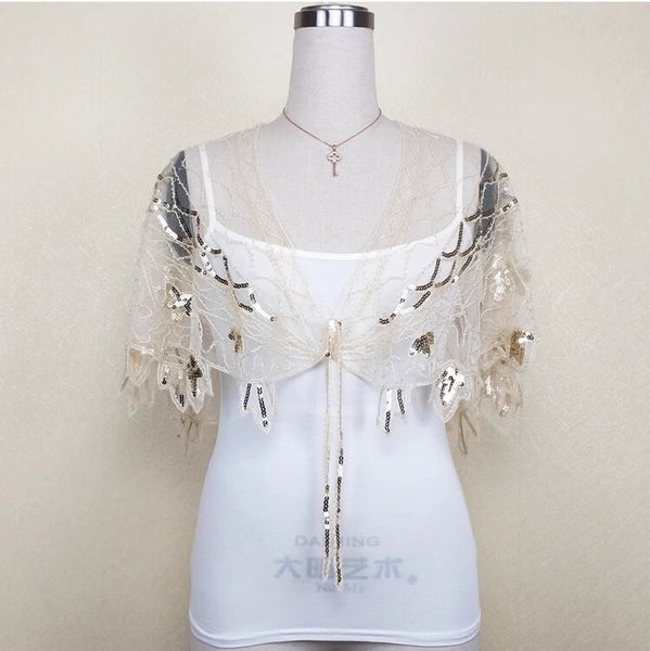 Beaded Lace Sequin Wrap Wedding Dress Wrap