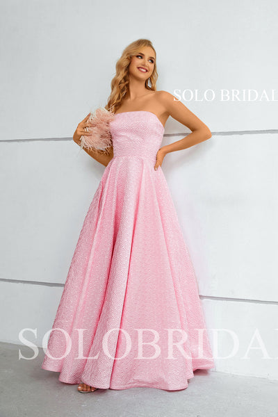 2023 Pink Long Strapless Corset Evening Dress 2810811
