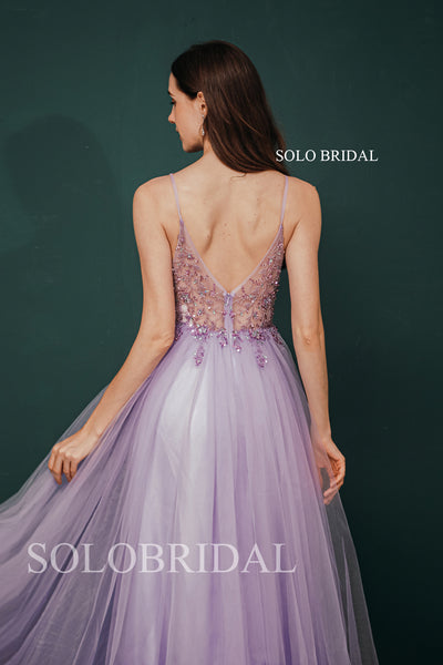 Purple Women/Lady V Neck Colorful Diamond A Line Sexy Bridesmaid Dresses